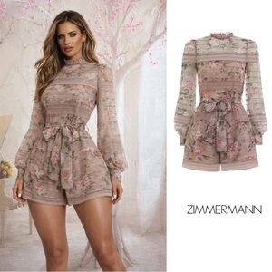 NEW Zimmermann Fleeting Pintuck silk Floral Romper